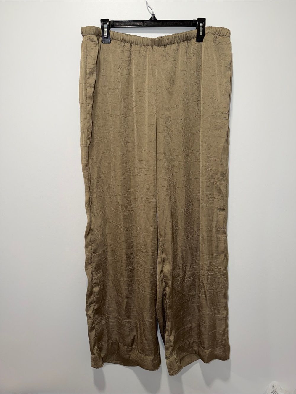 a new day XXL Bronze Brown Satin Interior Drawstring Wide Leg High Rise Pants